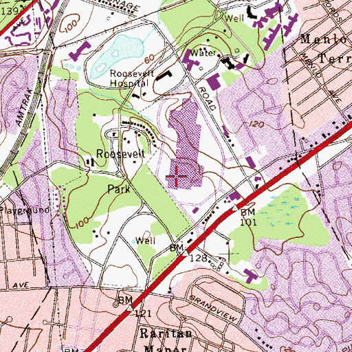 Topographic Map of Menlo Park Post Office, NJ