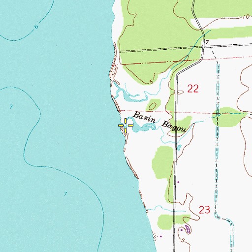 Topographic Map of Basin Bayou, FL