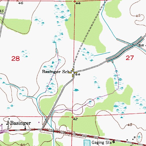 Topographic Map of Basinger School, FL