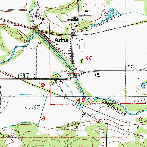 Topographic Map of Adna Post Office, WA