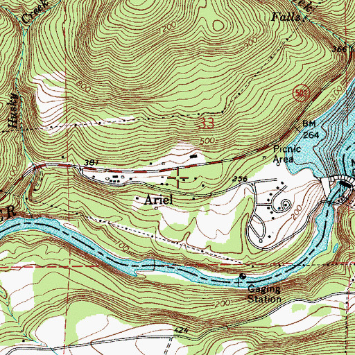 Topographic Map of Ariel Post Office, WA