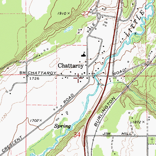Topographic Map of Chattaroy Post Office, WA