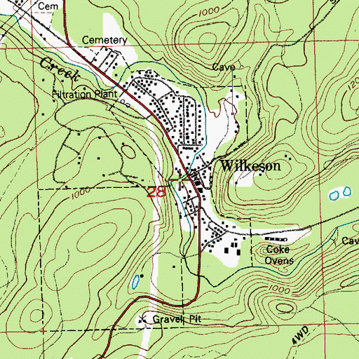Topographic Map of Wilkeson Post Office, WA