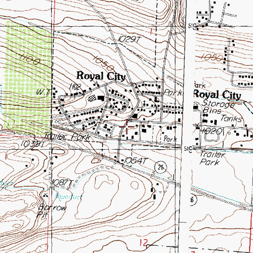 Topographic Map of Royal City Post Office, WA
