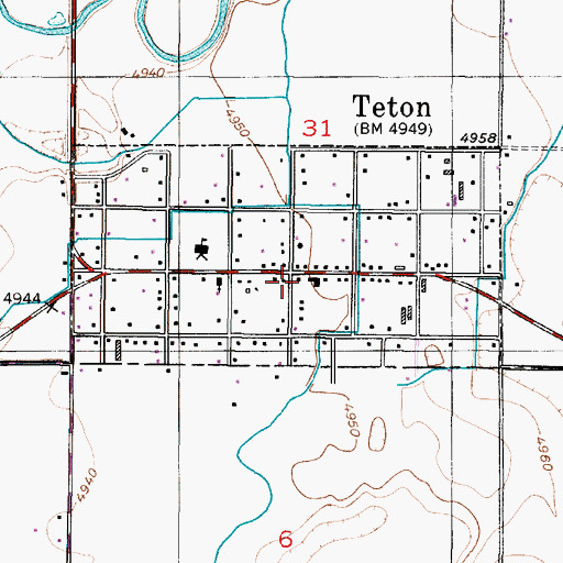 Topographic Map of Teton Post Office, ID