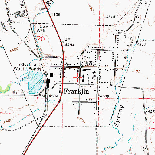 Topographic Map of Franklin Post Office, ID