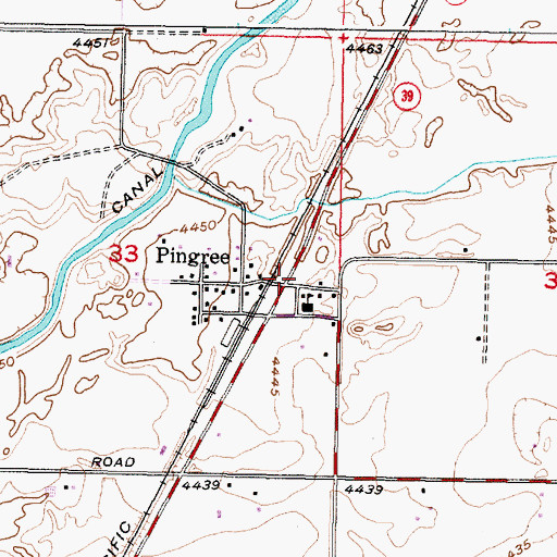 Topographic Map of Pingree Post Office, ID