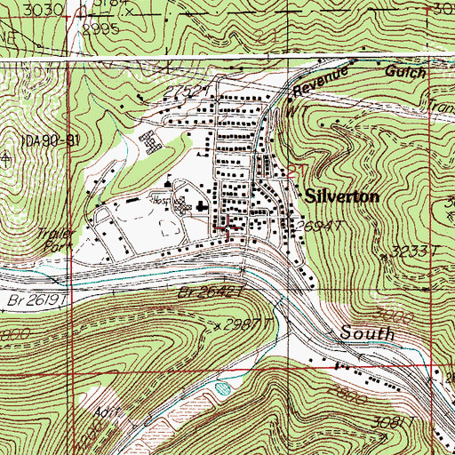 Topographic Map of Silverton Post Office, ID