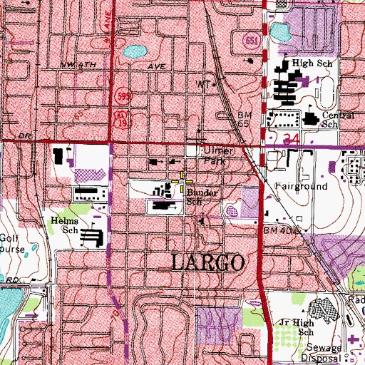 Topographic Map of Bauder School, FL