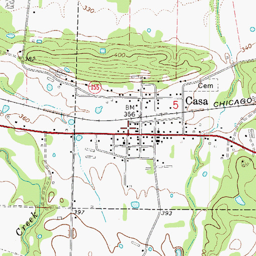 Topographic Map of Casa Post Office, AR