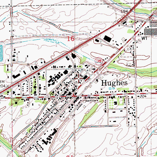 Topographic Map of Hughes Post Office, AR