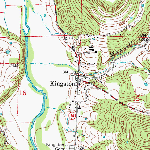 Topographic Map of Kingston Post Office, AR