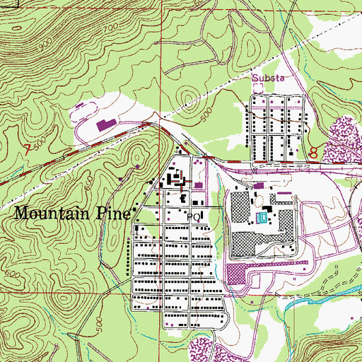 Topographic Map of Mountain Pine Post Office, AR