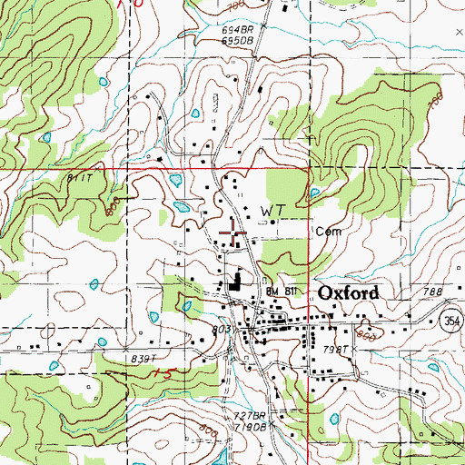 Topographic Map of Oxford Post Office, AR