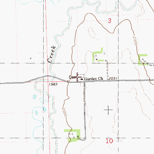 Topographic Map of Garden Cemetery, ND