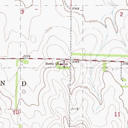 Topographic Map of Sunne Lutheran Cemetery, ND