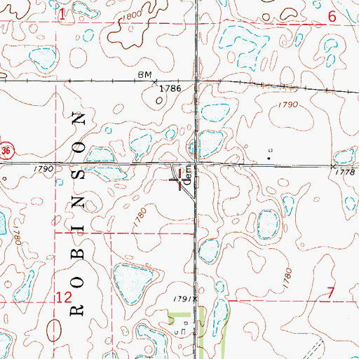 Topographic Map of Bethany Cemetery, ND