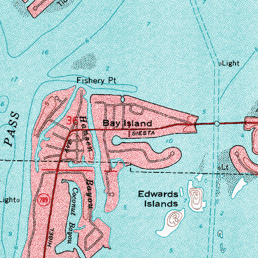 Topographic Map of Bay Island, FL