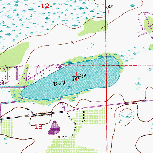 Topographic Map of Bay Lake, FL