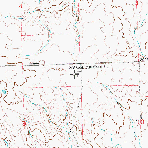 Topographic Map of Little Shell Church Cemetery, ND