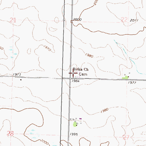 Topographic Map of Birka Lutheran Cemetery, ND