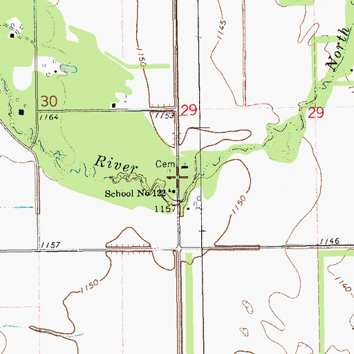 Topographic Map of Elk Valley Lutheran Church Cemetery, ND
