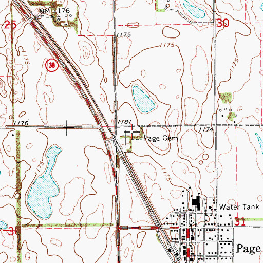 Topographic Map of Saint James Catholic Cemetery, ND