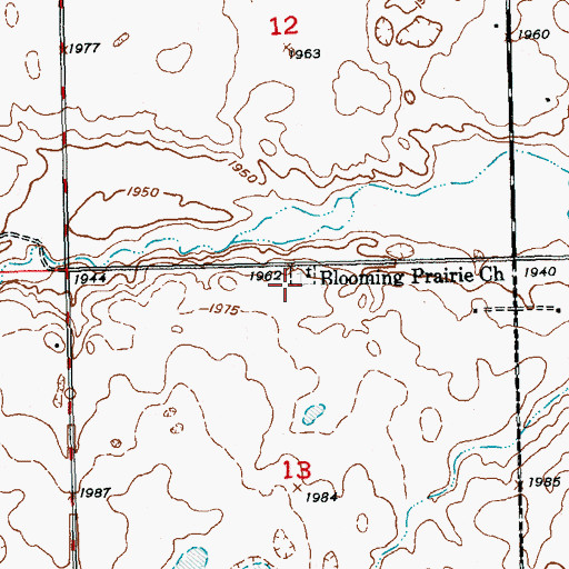 Topographic Map of Blooming Prairie Cemetery, ND