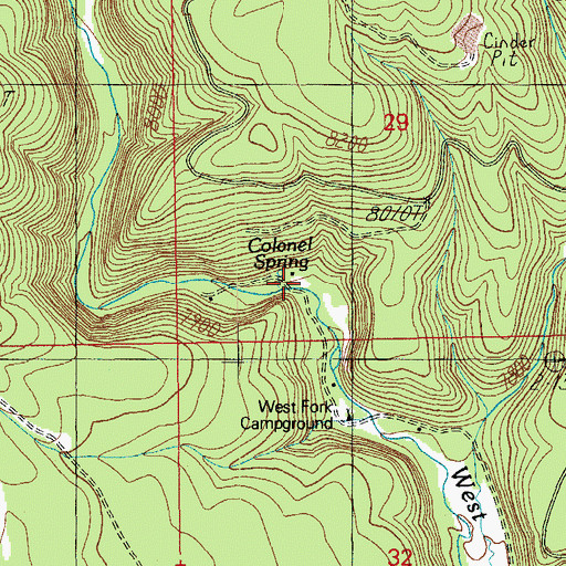 Topographic Map of Colonel Spring Forest Camp, AZ