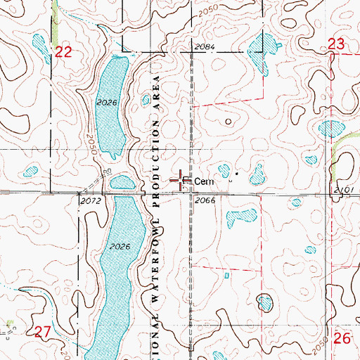 Topographic Map of Bethany Number 2 Cemetery, ND