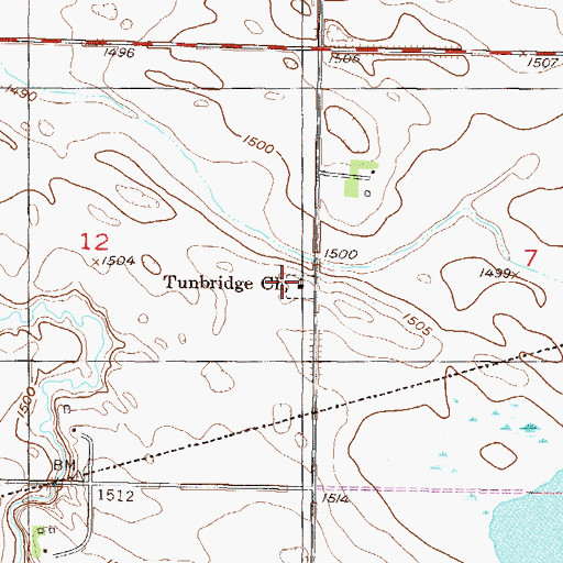 Topographic Map of Tunbridge Lutheran Cemetery, ND