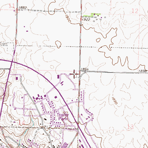 Topographic Map of Baptist Cemetery, ND