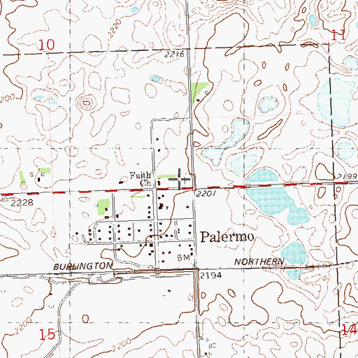 Topographic Map of Faith Lutheran Cemetery, ND