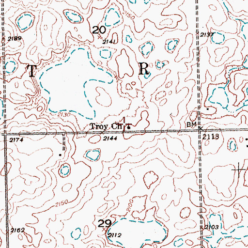 Topographic Map of Troy Cemetery, ND