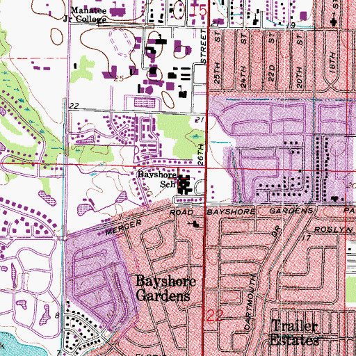 Topographic Map of Bayshore Elementary School, FL
