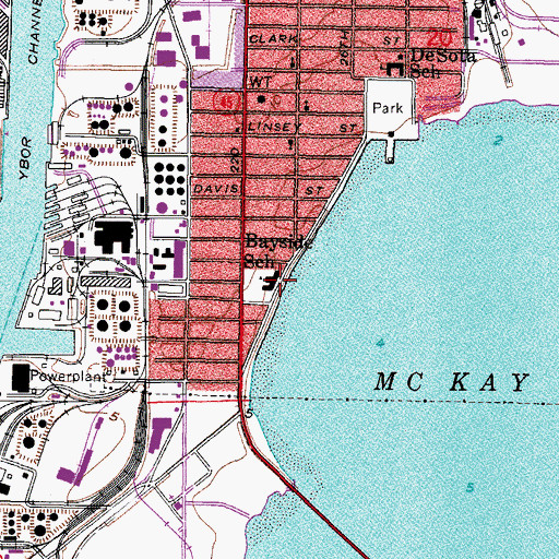 Topographic Map of Bayside School, FL