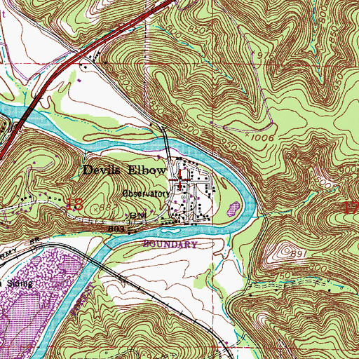 Topographic Map of Devils Elbow Post Office, MO