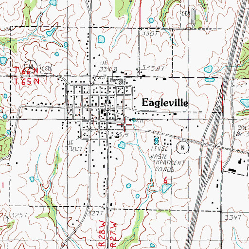 Topographic Map of Eagleville Post Office, MO