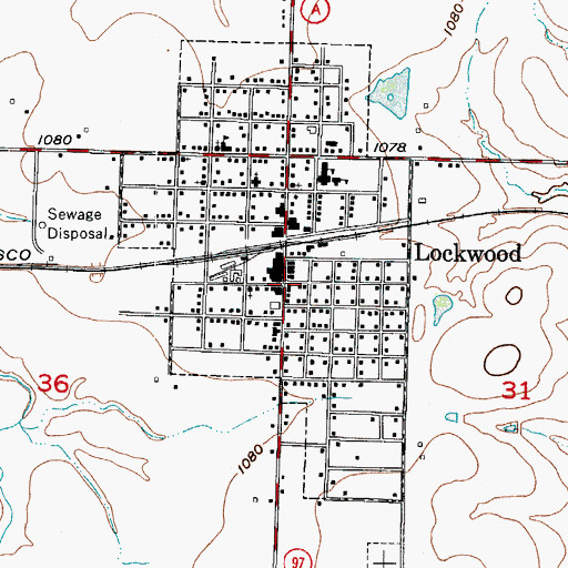 Topographic Map of Lockwood Post Office, MO
