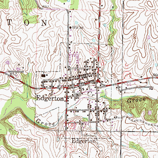 Topographic Map of Edgerton Post Office, MO