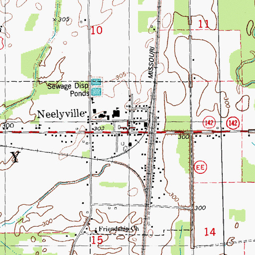 Topographic Map of Neelyville Post Office, MO