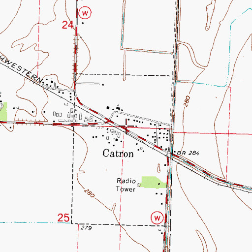 Topographic Map of Catron Post Office, MO