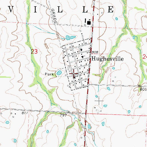 Topographic Map of Hughesville Post Office, MO