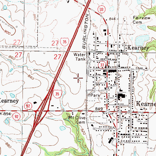 Topographic Map of Kearney Post Office, MO