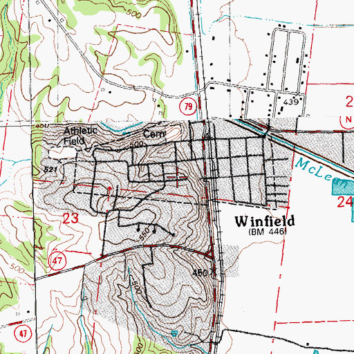 Topographic Map of Winfield Post Office, MO