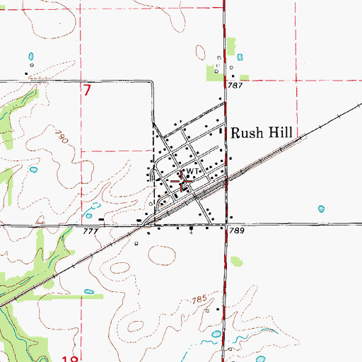 Topographic Map of Rush Hill Post Office, MO