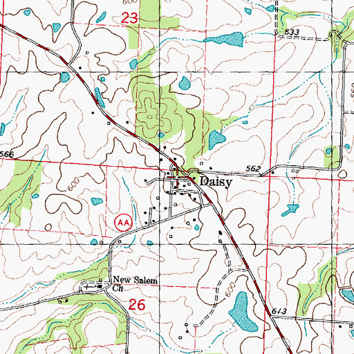 Topographic Map of Daisy Post Office, MO