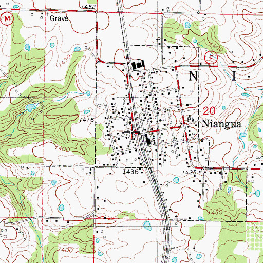 Topographic Map of Niangua Post Office, MO