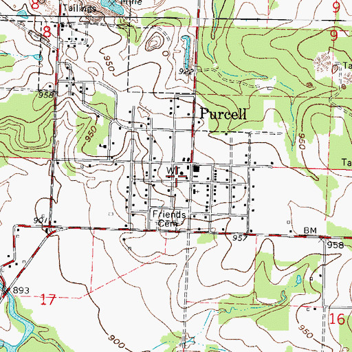 Topographic Map of Purcell Post Office, MO