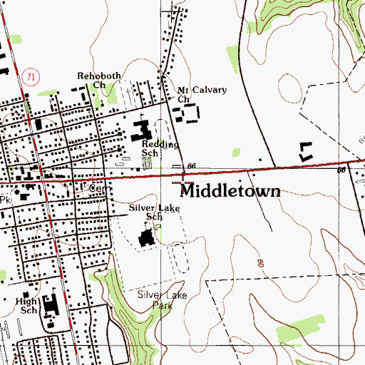 Topographic Map of Middletown Post Office, DE